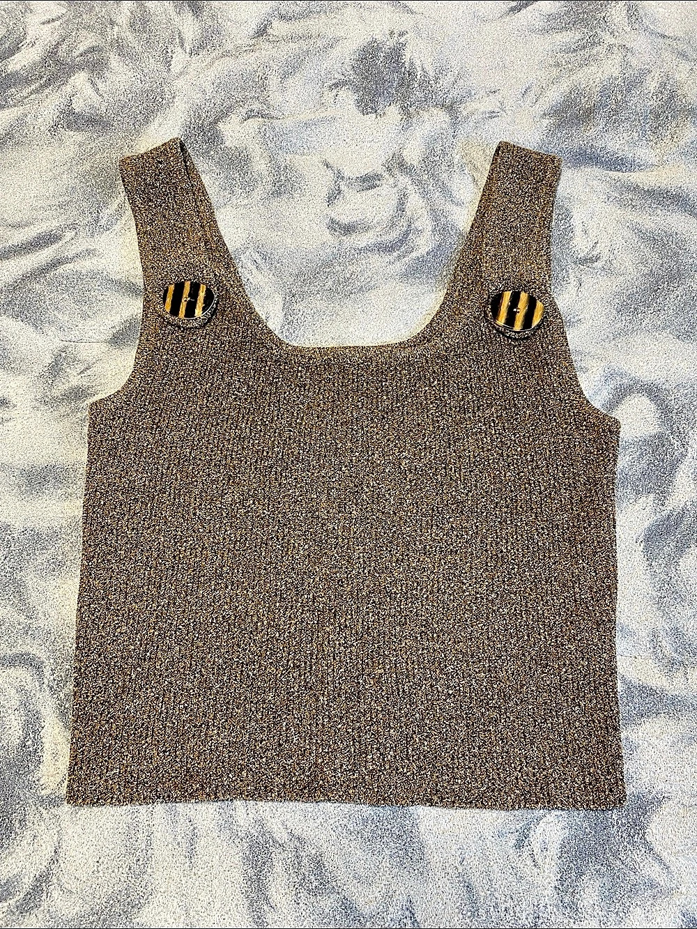 Zara Metallic Knit Tank Top Brown & Gold Size Large